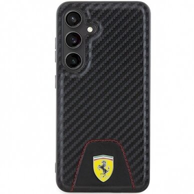 Ferrari Carbon Stitched Bottom Dėklas Samsung Galaxy S24 - Juodas 2