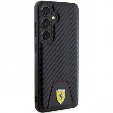 Ferrari Carbon Stitched Bottom Dėklas Samsung Galaxy S24 - Juodas 3