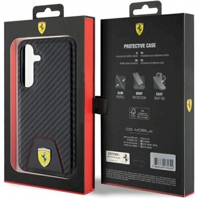 Ferrari Carbon Stitched Bottom Dėklas Samsung Galaxy S24 - Juodas 7