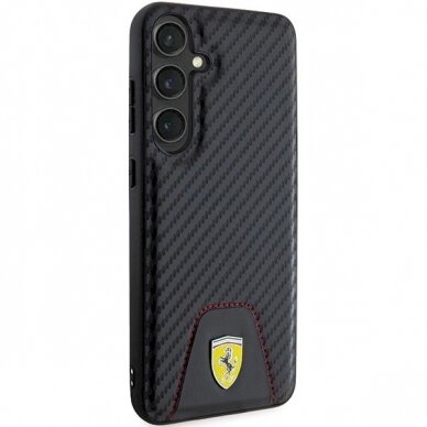 Ferrari Carbon Stitched Bottom Dėklas Samsung Galaxy S24+ - Juodas 3