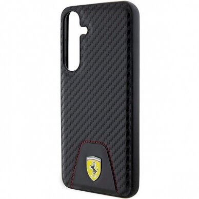 Ferrari Carbon Stitched Bottom Dėklas Samsung Galaxy S24+ - Juodas 5