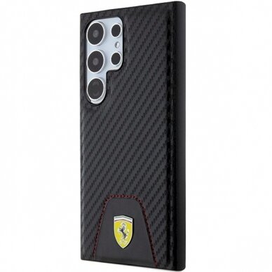 Ferrari Carbon Stitched Bottom Dėklas Samsung Galaxy S24 Ultra - Juodas 1