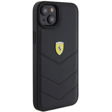 Originalus dėklas Ferrari FEHCP15MRDUK iPhone 15 Plus 6.7  Juodas hardcase Quilted Metal Logo 3