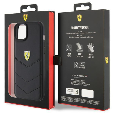 Originalus dėklas Ferrari FEHCP15MRDUK iPhone 15 Plus 6.7  Juodas hardcase Quilted Metal Logo 7