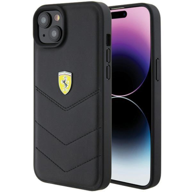 Originalus dėklas Ferrari FEHCP15MRDUK iPhone 15 Plus 6.7  Juodas hardcase Quilted Metal Logo