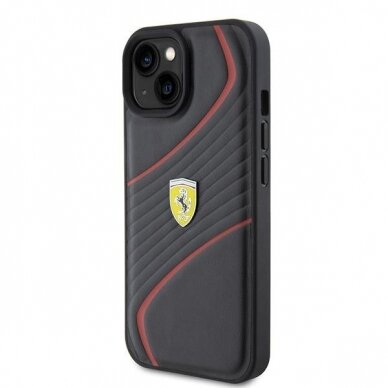 Originalus dėklas Ferrari FEHCP15SPTWK iPhone 15 6.1  Juodas hardcase Twist Metal Logo 1