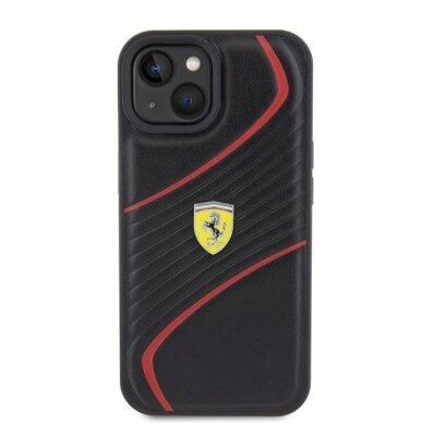 Originalus dėklas Ferrari FEHCP15SPTWK iPhone 15 6.1  Juodas hardcase Twist Metal Logo 2