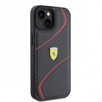 Originalus dėklas Ferrari FEHCP15SPTWK iPhone 15 6.1  Juodas hardcase Twist Metal Logo 3
