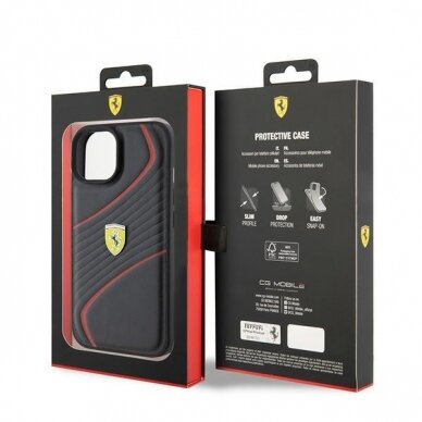 Originalus dėklas Ferrari FEHCP15SPTWK iPhone 15 6.1  Juodas hardcase Twist Metal Logo 7