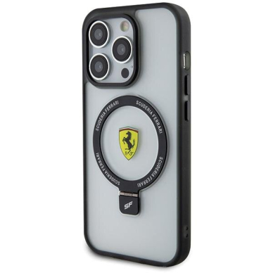 Originalus dėklas Ferrari FEHMP15XUSCAH iPhone 15 Pro Max 6.7  Permatomas hardcase Ring Stand 2023 Collection MagSafe 1