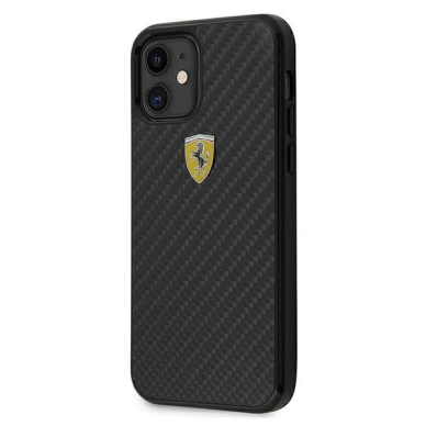 Originalus Ferrari dėklas Fercahcp12Sbk Iphone 12 Mini juodas On Track Real Carbon 1