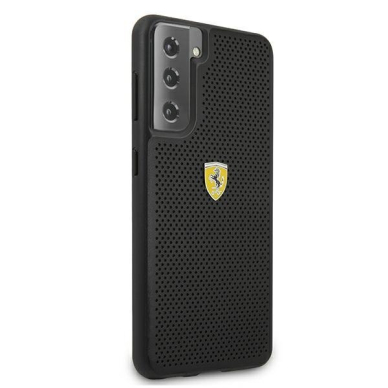 Originalus Ferrari dėklas FESPEHCS21MBK S21+ G996 juodas On Track Perforated 3