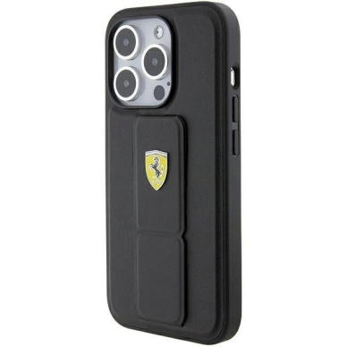 Ferrari Grip Stand Metal Logo case for iPhone 15 Pro Max - black 2