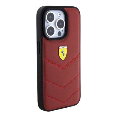 Ferrari Leather Stitched Lines dėklas skirtas iPhone 15 Pro - Raudonas 3