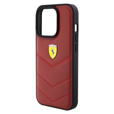 Ferrari Leather Stitched Lines dėklas skirtas iPhone 15 Pro - Raudonas 4