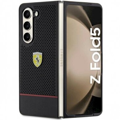 Ferrari Perforated Line Dėklas Samsung Galaxy Z Fold 5 - Juodas