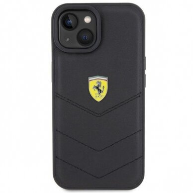 Ferrari Quilted Metal Logo case for iPhone 15 - black 2