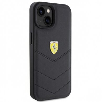 Ferrari Quilted Metal Logo case for iPhone 15 - black 3