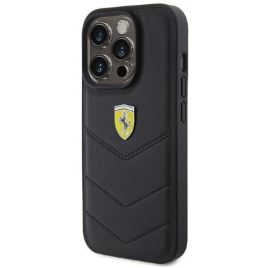 Ferrari Quilted Metal Logo case for iPhone 15 Pro - black 1