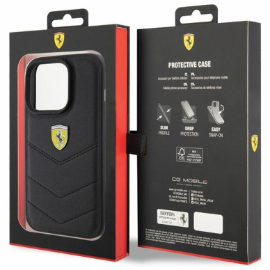 Ferrari Quilted Metal Logo case for iPhone 15 Pro - black 7