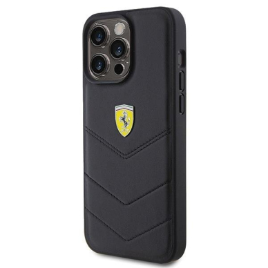 Ferrari Quilted Metal Logo case for iPhone 15 Pro Max - black 1