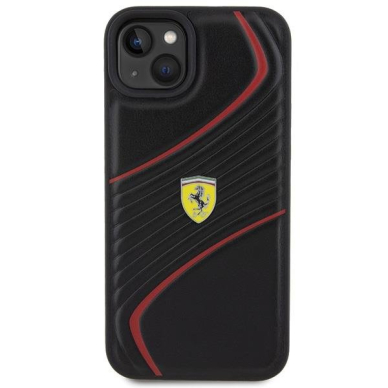 Ferrari Twist Metal Logo case for iPhone 15 Plus - black 2