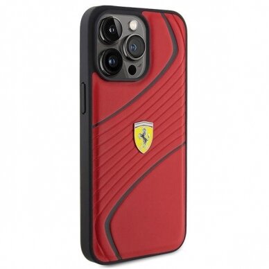 Ferrari Twist Metal Logo case for iPhone 15 Pro Max - red 3