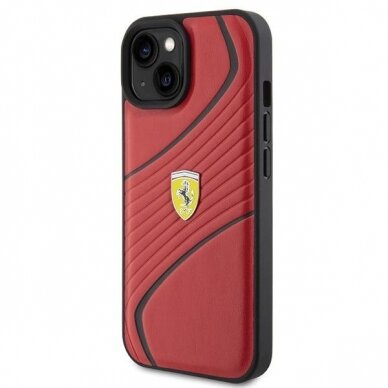 Ferrari Twist Metal Logo case for iPhone 15 - red 1