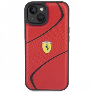 Ferrari Twist Metal Logo case for iPhone 15 - red 2
