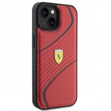 Ferrari Twist Metal Logo case for iPhone 15 - red 3