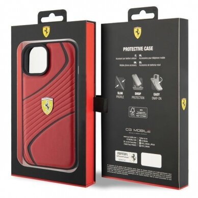 Ferrari Twist Metal Logo case for iPhone 15 - red 7