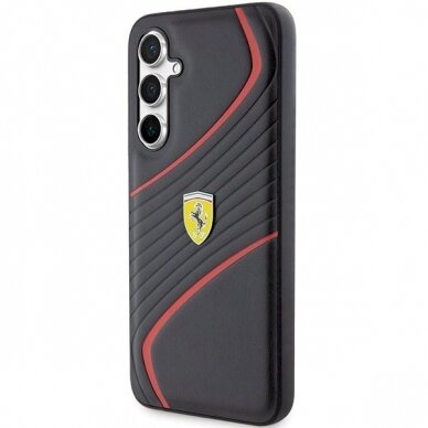 Ferrari Twist Metal Logo Dėklas Samsung Galaxy S23 FE - Juodas 1