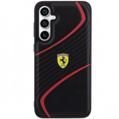 Ferrari Twist Metal Logo Dėklas Samsung Galaxy S23 FE - Juodas 2