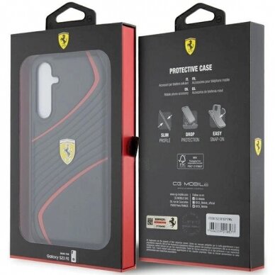 Ferrari Twist Metal Logo Dėklas Samsung Galaxy S23 FE - Juodas 6