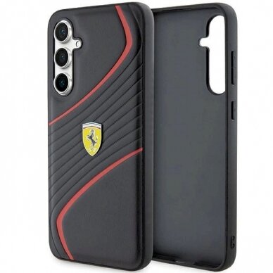 Ferrari Twist Metal Logo Dėklas Samsung Galaxy S23 FE - Juodas