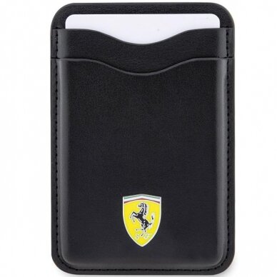Ferrari Wallet Card Slot FEWCMRSIK case - Juodas MagSafe Leather 2023 Collection 1