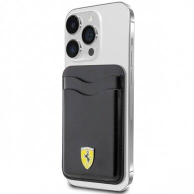 Ferrari Wallet Card Slot FEWCMRSIK case - Juodas MagSafe Leather 2023 Collection