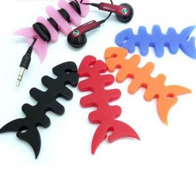 Fish-shaped headphone Kabelis wrap - Juodas 6