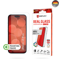 [Užsakomoji prekė] Grūdintas stikliukas iPhone 15 Plus - Displex Real Glass + Case - Skaidrus