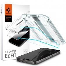 [Užsakomoji prekė] Apsauginis stikliukas iPhone 15 Pro Max (2vnt) - Spigen Glas.TR EZ FIT - Skaidrus