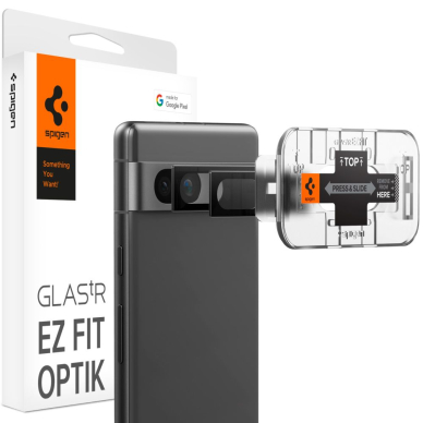 [Užsakomoji prekė] Kameros spauga skirta Google Pixel 7a (set 2) - Spigen Glas.tR Optik EZ FIT - Juoda