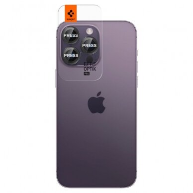 [Užsakomoji prekė] Plėvelė kamerai iPhone 14 Pro / 14 Pro Max (set 2) - Spigen Optik.TR EZ FIT - Juodas 5