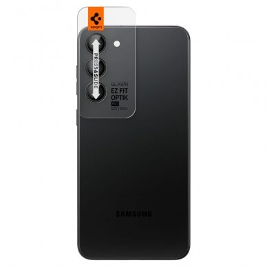 [Užsakomoji prekė] Plėvelė kamerai Samsung Galaxy S23 / S23 Plus (2vnt) - Spigen Optik.TR EZ FIT - Juodas  2