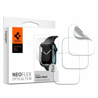 [Užsakomoji prekė] Ekrano apsauga skirta Apple Watch 4 / 5 / 6 / SE / 7 / 8 / 9 (40mm / 41mm) (3vnt) - Spigen Neo Flex - permatomas