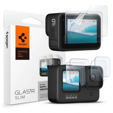 [Užsakomoji prekė] Apsauginis stikliukas GoPro Hero 9/10/11/12 (set 6) - Spigen Glas.tR Slim - Skaidrus