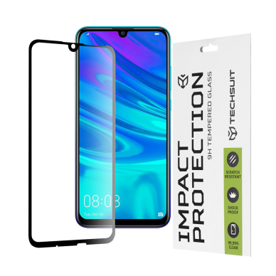 [Užsakomoji prekė] Ekrano apsauga skirta Huawei Honor 10 Lite / Honor 20 lite / P smart 2019 / P Smart Plus 2019 - Techsuit 111D Full Cover / Full Glue Glass - Juodas HOZ299