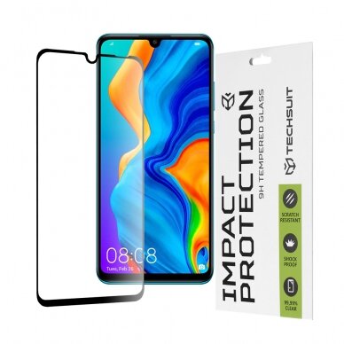 [Užsakomoji prekė] Ekrano apsauga skirta Huawei P30 Lite / P30 Lite New Edition - Techsuit 111D Full Cover / Full Glue Glass - Juodas