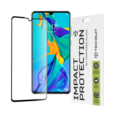 [Užsakomoji prekė] Ekrano apsauga skirta Huawei P30 - Techsuit 111D Full Cover / Full Glue Glass - Juodas