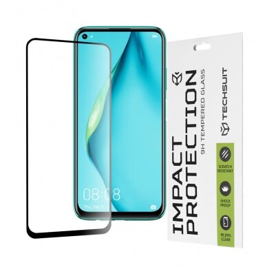 [Užsakomoji prekė] Ekrano apsauga skirta Huawei P40 Lite / P20 Lite 2019 - Techsuit 111D Full Cover / Full Glue Glass - Juodas