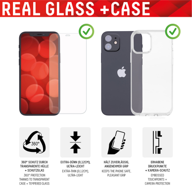 [Užsakomoji prekė] Grūdintas stikliukas iPhone 11 - Displex Real Glass + Case - Skaidrus 2